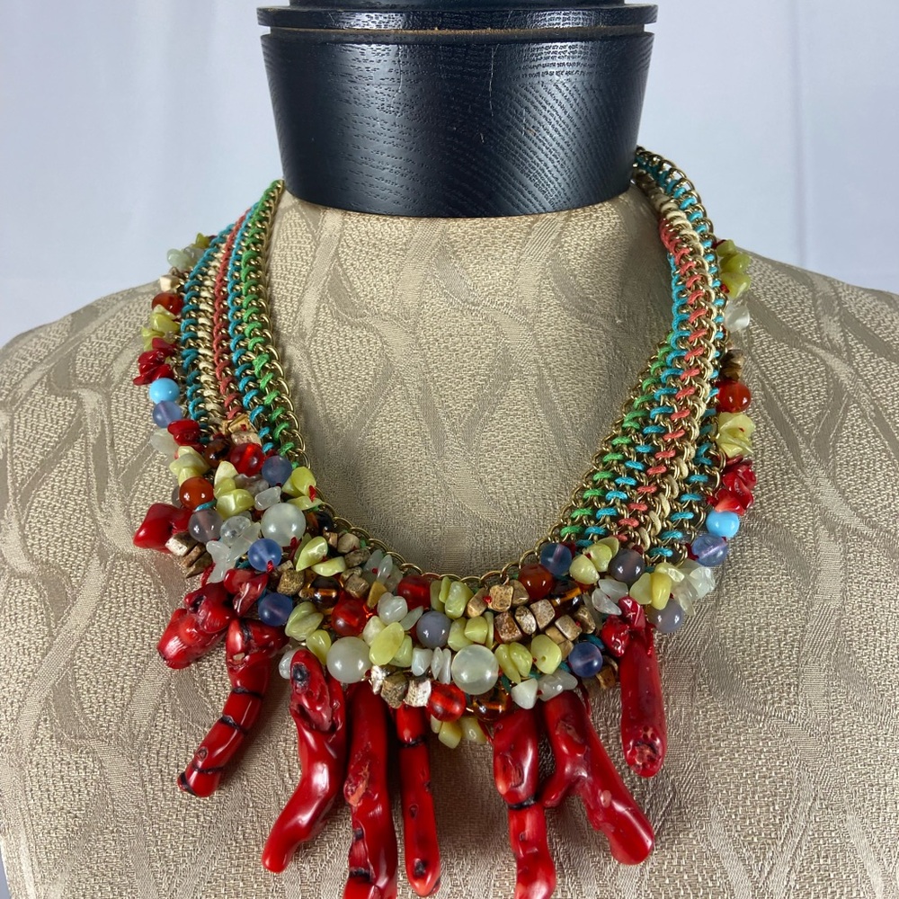Red and Green Coral Layered Necklace